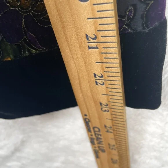 Vintage BurnOut Open Cardigan Womens S/M Floral Black Velvet Trim Dark Fairy - Picture 11 of 15